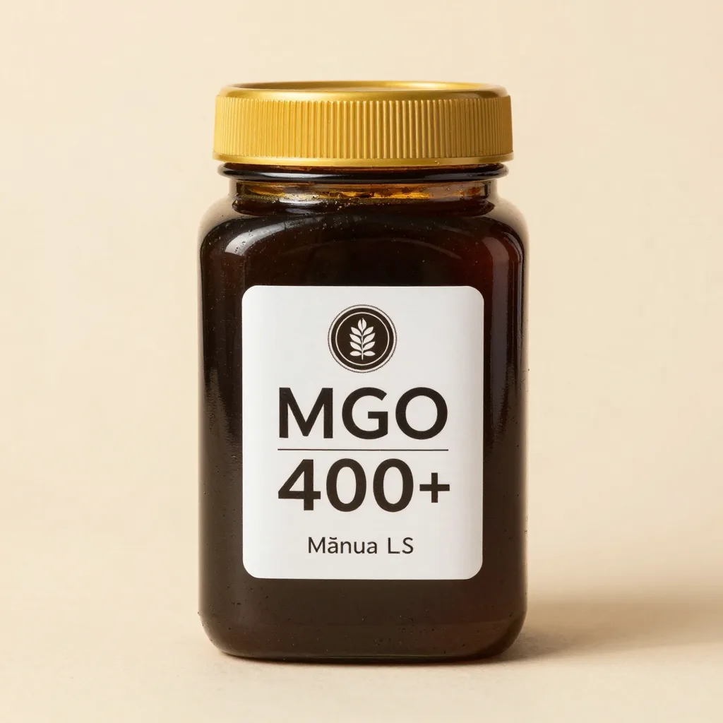 A large jar of dark Mnuka honey MGO 400+