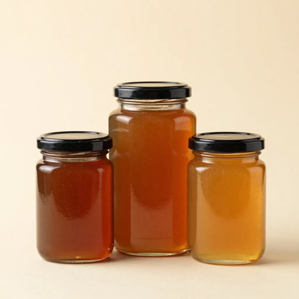 Three jars of Mnuka honey in different sizes together