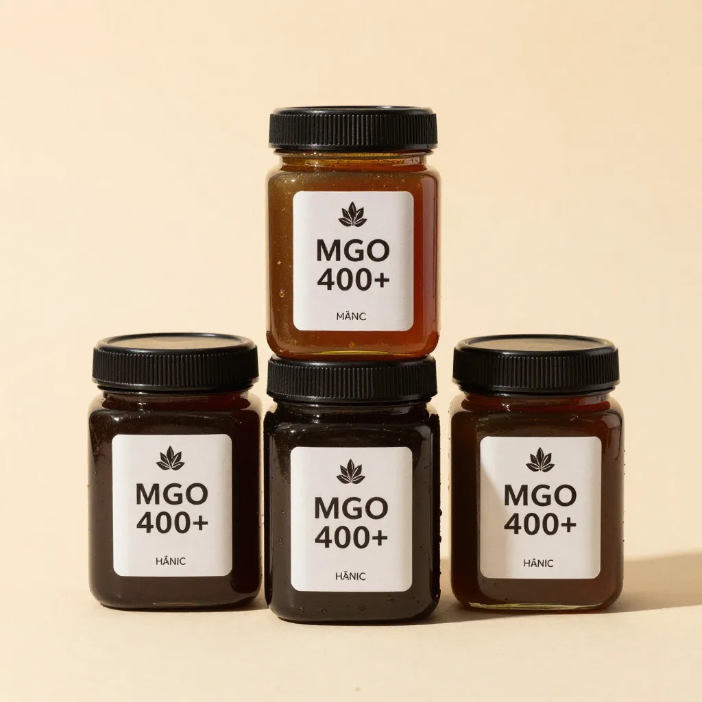 Three jars of Mnuka honey MGO 400+ together
